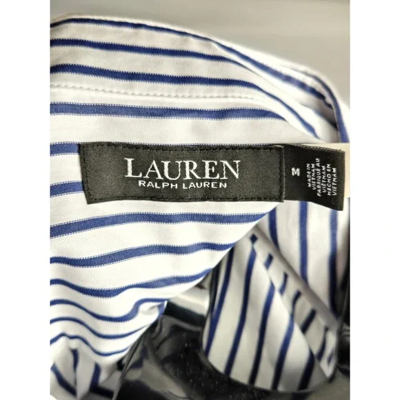 Ralph Lauren Black 100% Cotton Label Nautical Coastal Grandma Button Up, Medium - Picture 3 of 3